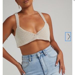 Showpo. Peggy Crop Top in Pearl